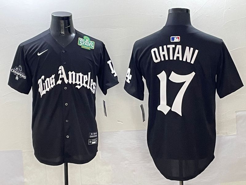Men Los Angeles Dodgers 17 Ohtani Black Five generations Joint Name 2025 Nike MLB Jersey style 37